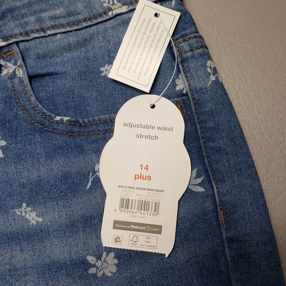 New wonder nation Girls denim jean flower shorts plus size 14 - Picture 4 of 9